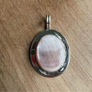 Vintage Native American signed sterling silver mother of pearl shell pendant